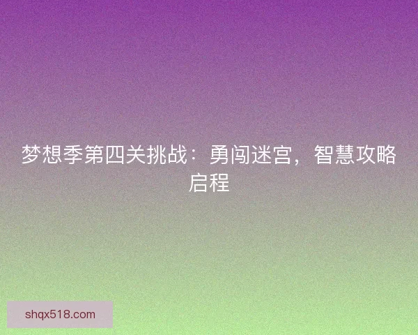 梦想季第四关挑战：勇闯迷宫，智慧攻略启程